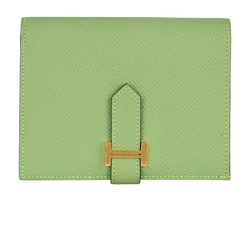 Hermes Bearn Compact Wallet, Leather, Green/Blue, Y (2020), 2*